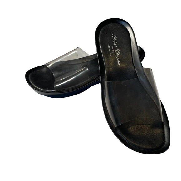 Robert Clergerie Sandals Pvc Clear Slides Platform Black - Picture 3 of 7